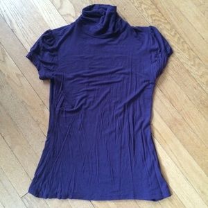 Navy blue shirt sleeve turtle neck top